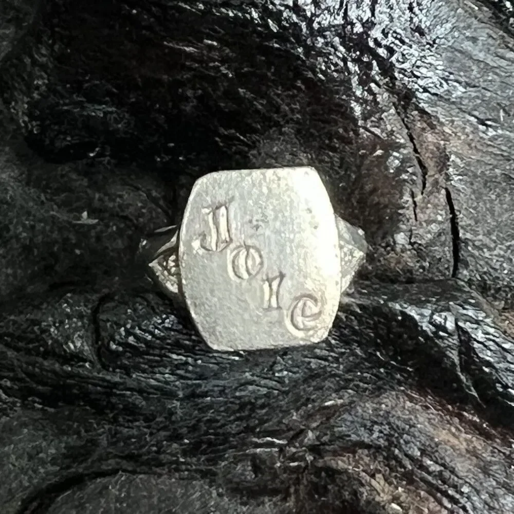 Vintage Sterling Silver Charm Signet Style Mini Ring Joie Joy of Life